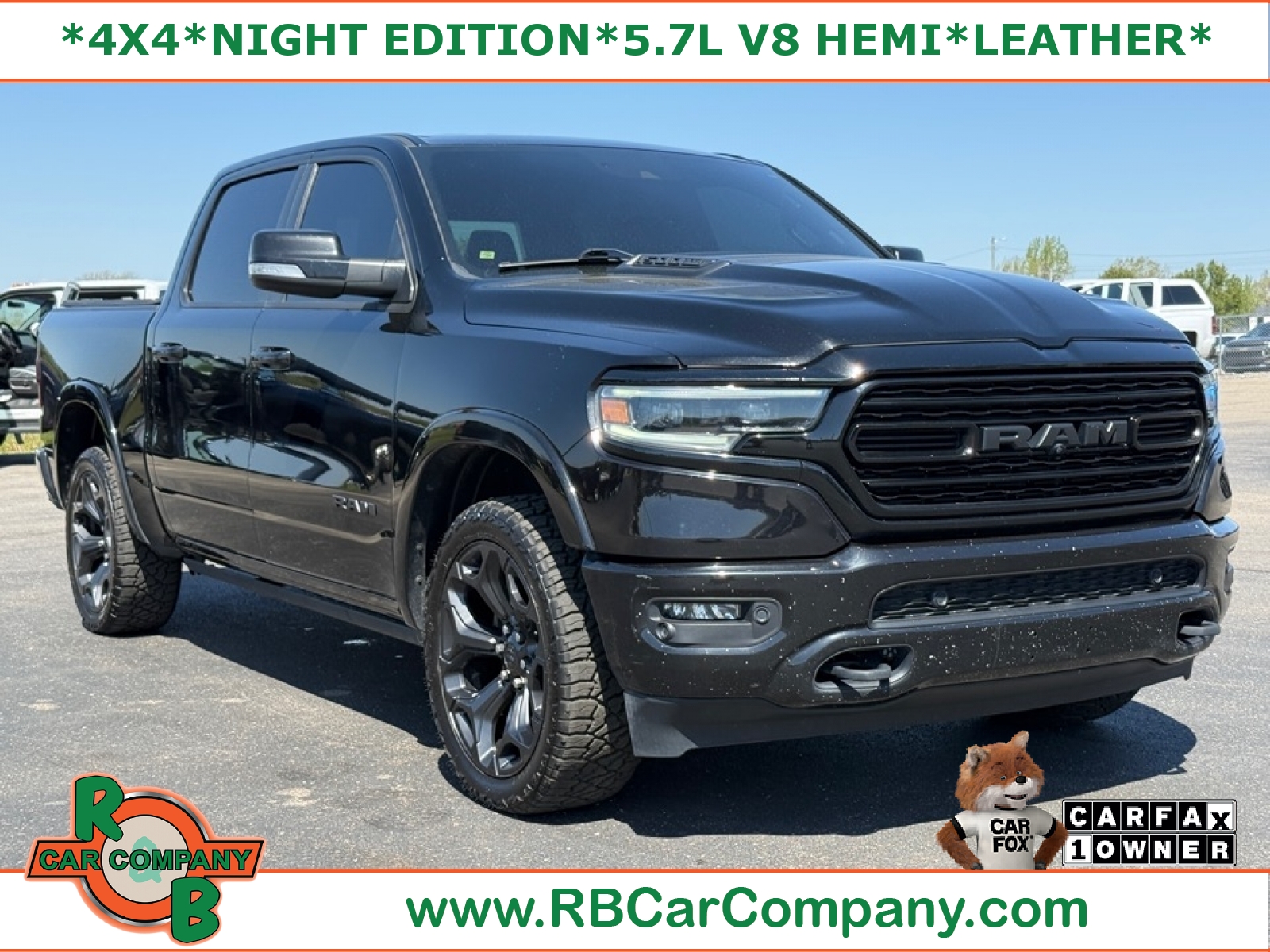 Diamond Black Crystal Pearlcoat 2022 RAM 1500 Limited Crew Cab 4WD Pickup Truck Four-Wheel Drive 8-Speed Automatic